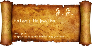Halasy Hajnalka névjegykártya